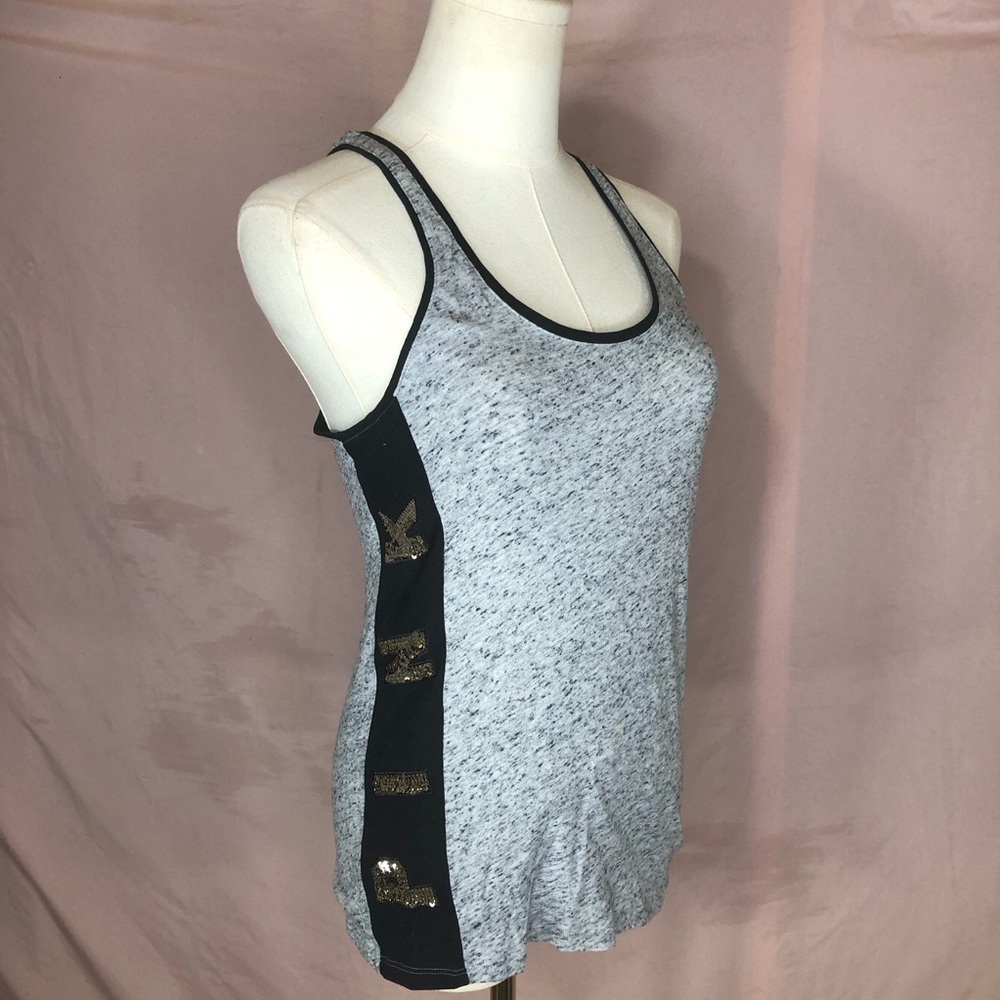 Athletic Scoop Neck Tank Top with Gold Accent PINK size XS